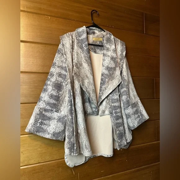 Y2K Snakeskin Drape Cross Over Jacket Women’s LARGE - Picture 11 of 13